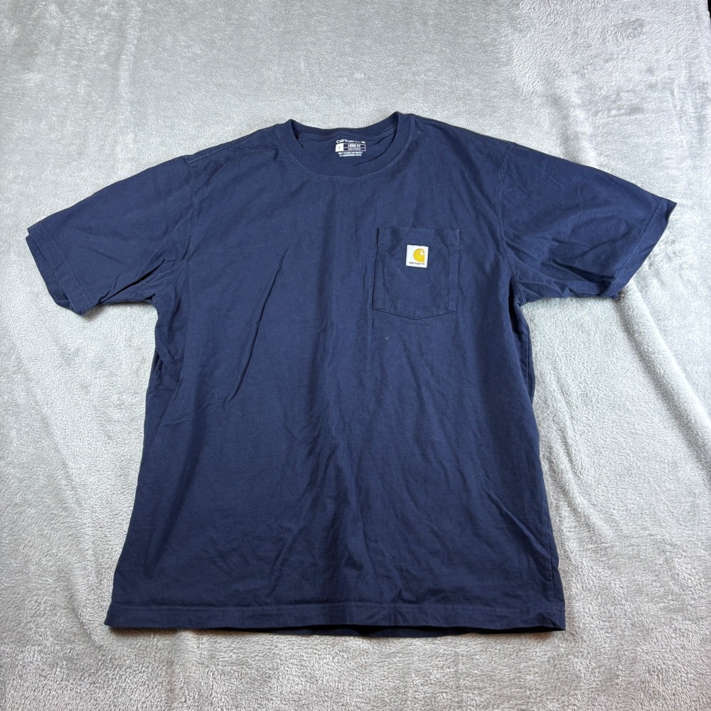 Carhartt Shirts Mens L Loose Fit K87 Pocket Tee Navy Blue Workwear Casual